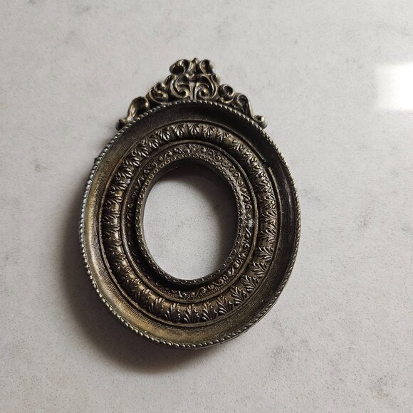 PAIR OF VINTAGE SMR ITALY ORNATE SILVER & BRONZE FRAMES 1.25" W x 1.5" H OPENING - Picture 12 of 14